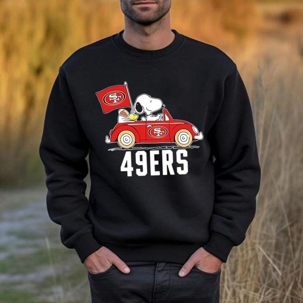 Peanuts Snoopy And Woodstock San Francisco 49Ers On Car Sweatshirt